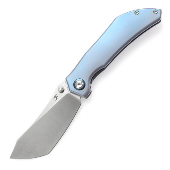 Kansept Tipper Folding Knife Blue Titanium Handle S35VN Wharncliffe Plain Edge K1079A1