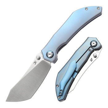 Kansept Tipper Folding Knife Blue Titanium Handle S35VN Wharncliffe Plain Edge K1079A1