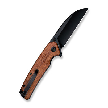 Sencut Awassi Folding Knife Guibourtia Wood Handle 9Cr18MoV Plain Black Blade S24065-3