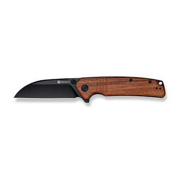 Sencut Awassi Folding Knife Guibourtia Wood Handle 9Cr18MoV Plain Black Blade S24065-3