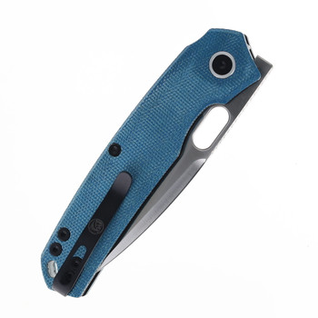 Vosteed Psyop Folding Knife Blue Micarta Handle Elmax Drop Point Plain Edge Satin Finish A2214 Vosteed Psyop Folding Knife Blue Micarta Handle Elmax Drop Point Plain Edge Satin Finish A2214