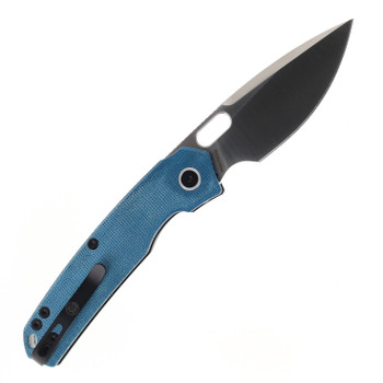Vosteed Psyop Folding Knife Blue Micarta Handle Elmax Drop Point Plain Edge Satin Finish A2214 Vosteed Psyop Folding Knife Blue Micarta Handle Elmax Drop Point Plain Edge Satin Finish A2214