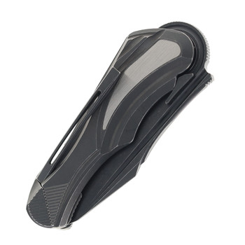 Poikilo Blade Carmen-S2 Folding Knife Dark Stonewashed Titanium Handle & M398 Recurved Tanto Plain Edge