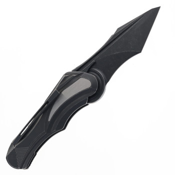 Poikilo Blade Carmen-S2 Folding Knife Dark Stonewashed Titanium Handle & M398 Recurved Tanto Plain Edge