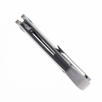 TwoSun Folding Knife Gray Titanium Handle 14C28N Plain Edge TS476