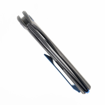 Poikilo Armadillo-S2 Folding Knife Dark Stonewash Titanium Handle M398 Upswept Stonewash Blade