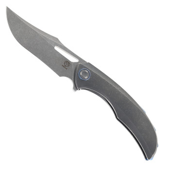 Poikilo Armadillo-S2 Folding Knife Dark Stonewash Titanium Handle M398 Upswept Stonewash Blade