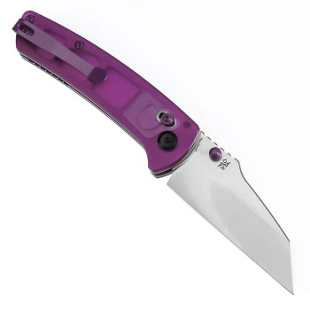 Kansept Main Street Folding Knife Purple Acrylic Handle 154CM Wharncliffe Plain Edge Stonewash Finish T1015V10