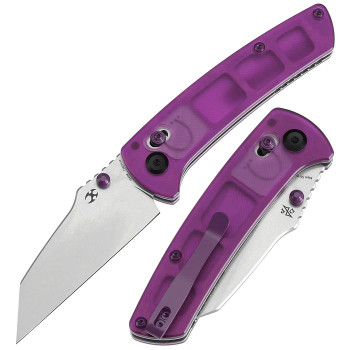 Kansept Main Street Folding Knife Purple Acrylic Handle 154CM Wharncliffe Plain Edge Stonewash Finish T1015V10