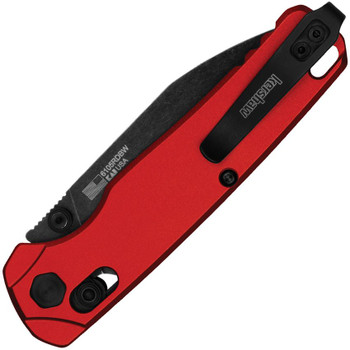 Kershaw Bel Air Folding Knife Red Aluminum Handle Magnacut Plain Edge Blackwash Finish 6105RDBW
