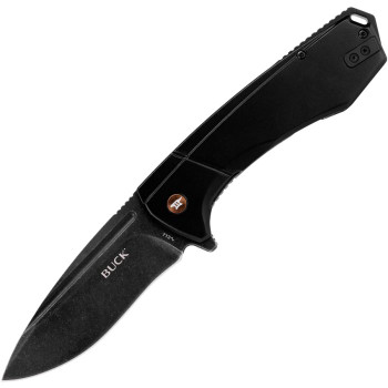 Buck Ruckus Framelock Folding Knife Black/Copper Aluminum Handle D2 Drop Point Plain Edge Black Stonewash Finish BU713CPS