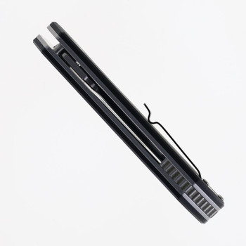 SixLeaf SL-38 Folding Knife Black G10 Handle M390 Plain Edge Stonewash Finish