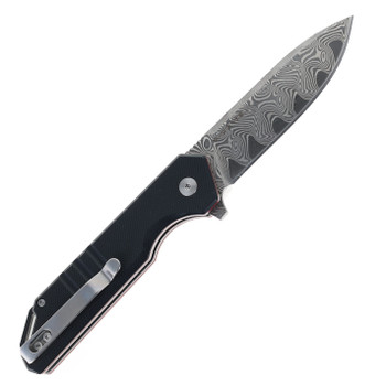 SixLeaf SL-52-G10 Folding Knife Black G10 Handle Damascus Plain Edge
