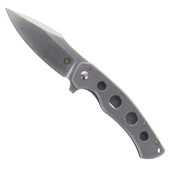 SIxLeaf SL-54-Steel Folding Knife Gray Stainless Steel Handle 8Cr13Mov Plain Edge