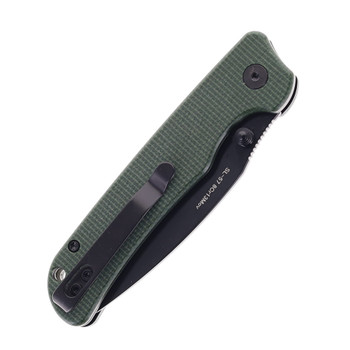 SIxLeaf SL-57 Folding Knife Green Micarta Handle 8Cr13MoV Plain Black Blade