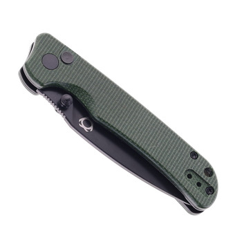SIxLeaf SL-57 Folding Knife Green Micarta Handle 8Cr13MoV Plain Black Blade