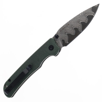 SIxLeaf SL-59 Folding Knife  Green Micarta Handle Damascus Plain Edge
