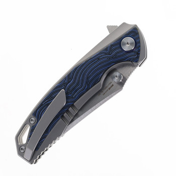 SIxLeaf SL-60-Blue Folding Knife Titanium Blue/Black G10 Handle 10Cr15MoV Plain Edge