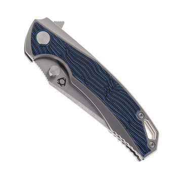 SIxLeaf SL-60-Blue Folding Knife Titanium Blue/Black G10 Handle 10Cr15MoV Plain Edge