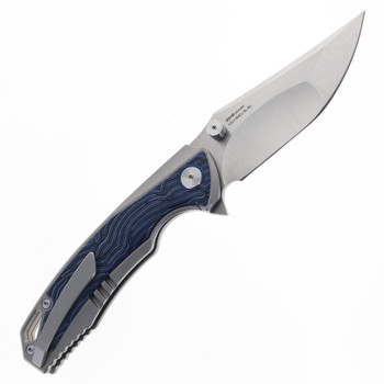 SIxLeaf SL-60-Blue Folding Knife Titanium Blue/Black G10 Handle 10Cr15MoV Plain Edge