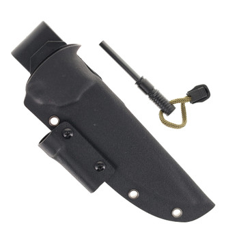 SixLeaf Fixed Blade Knife With A Fire Starter Striker Black G10 Handle 9Cr14Mov Plain Edge SL-65-Black