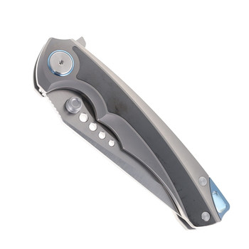 Yangge Folding Knife Gray/Black Titanium/Zirconium Handle Elmax Plain Edge YG006-Grey-Black