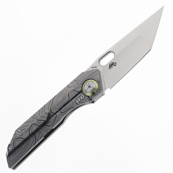TwoSun Folding Knife Gray Lines Titanium Handle M390 Plain Edge TS300-M390-Lines