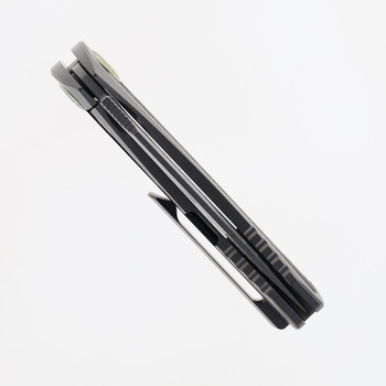 TwoSun Folding Knife Titanium/Carbon Fiber Handle 14C28N Plain Edge Stonewash Finish TS486-14C28N-CF-SW