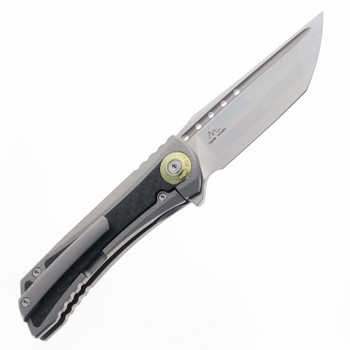 TwoSun Folding Knife Titanium/Carbon Fiber Handle 14C28N Plain Edge Stonewash Finish TS486-14C28N-CF-SW