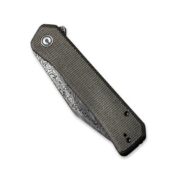 Civivi Relic Folding Knife Dark Green Micarta Handle Damascus Plain Edge C20077B-DS1 Civivi Relic Folding Knife Dark Green Micarta Handle Damascus Plain Edge C20077B-DS1