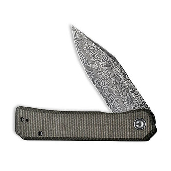 Civivi Relic Folding Knife Dark Green Micarta Handle Damascus Plain Edge C20077B-DS1 Civivi Relic Folding Knife Dark Green Micarta Handle Damascus Plain Edge C20077B-DS1