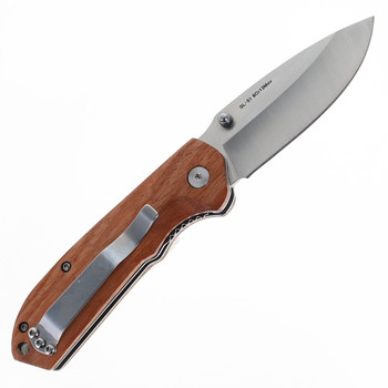 SixLeaf Folding Knife Wood Handle 8Cr13MoV Plain Edge SL-51-WD