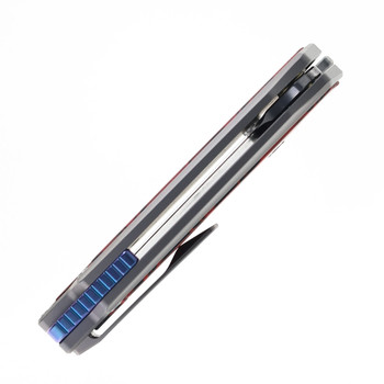 SixLeaf Folding Knife Titanium/Red G10 Handle 10Cr15MoV Plain Edge 48-Red