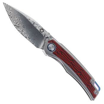 SixLeaf Folding Knife Titanium/Red G10 Handle 10Cr15MoV Plain Edge 48-Red