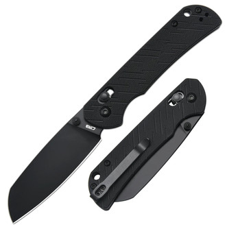 CJRB Lyrid Folding Knife Black G10 Handle AR-RPM9 Sheepsfoot Plain Black Blade J1953-BBK