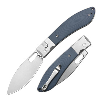 CJRB Sasaya Folding Knife Gray G10 Handle AR-RPM9 Drop Point Plain Edge Stonewash Finish J1959-GY