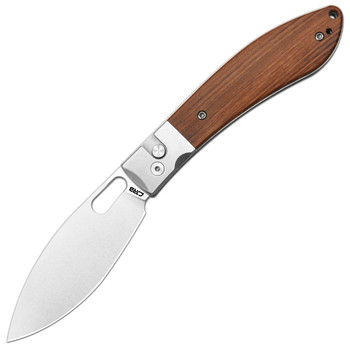 CJRB Sasaya Folding Knife Wood Handle AR-RPM9 Drop Point Plain Edge Stonewash Finish J1959-WD