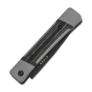 Kizer Little Grand Folding Knife Grey G10/Micarta Handle Nitro-V Drop Point Plain Black Blade V2670A2