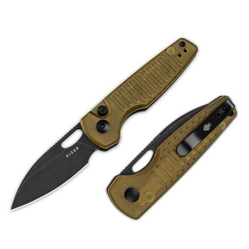 Kizer Parakeet Folding Knife Yellow PEI Handle Nitro-V Drop Point Plain Black Blade V2706A1 Kizer Parakeet Folding Knife Yellow PEI Handle Nitro-V Drop Point Plain Black Blade V2706A1