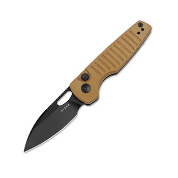 Kizer Parakeet Folding Knife Brown Micarta Handle Nitro-V Drop Point Plain Black Blade V2706A3 Kizer Parakeet Folding Knife Brown Micarta Handle Nitro-V Drop Point Plain Black Blade V2706A3
