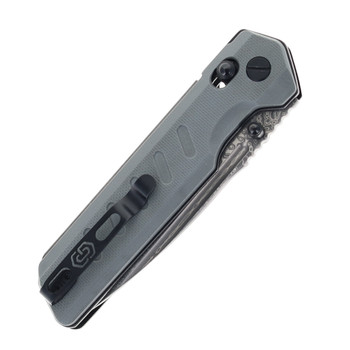 Critical Strike X504 Folding Knife Grey G10 Handle Damascus Plain Edge X504-GRTM