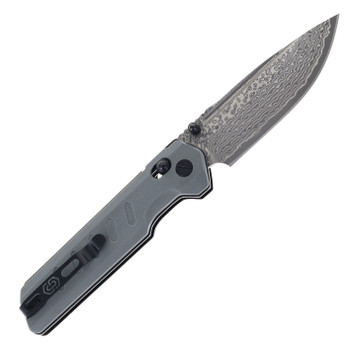 Critical Strike X504 Folding Knife Grey G10 Handle Damascus Plain Edge X504-GRTM