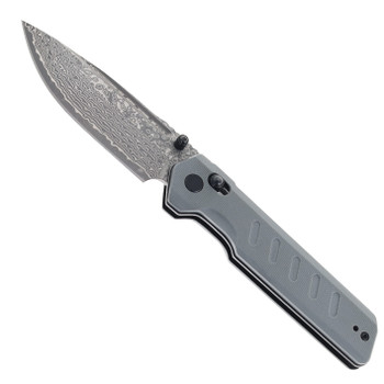 Critical Strike X504 Folding Knife Grey G10 Handle Damascus Plain Edge X504-GRTM
