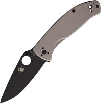 Spyderco Tenacious RIL Folding Knife Gray Titanium Handle 8Cr13MoV Plain Black Blade C122TIBKP