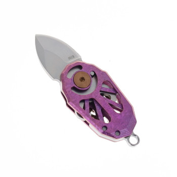 Ketuo Beetle Mini Folding Knife Crystalized Pink Titanium Handle M390 Plain Edge
