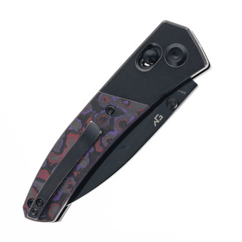 Kansept Dako Folding Knife Blackwash Titanium/Purple Haze FatCarbon Handle S35VN Plain Edge Mirror DLC Finish K1101V3