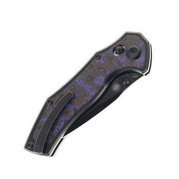 Kansept Apollo Folding Knife Blackwash Titanium/Purple Haze FatCarbon Handle S35VN Plain Edge Mirror DLC Finish K2107V4