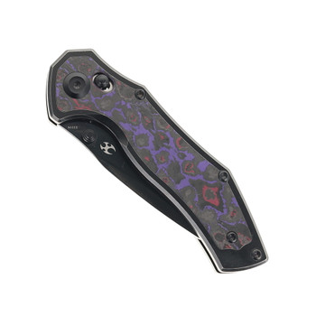 Kansept Apollo Folding Knife Blackwash Titanium/Purple Haze FatCarbon Handle S35VN Plain Edge Mirror DLC Finish K2107V4