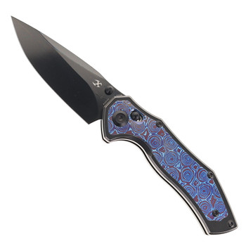 Kansept Apollo Folding Knife Blackwash Titanium/Timascus Handle S35VN Plain Edge Mirror DLC Finish K2107V5