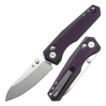 Tenable Beaver Folding Knife Purple/Black G10 Handle Nitro-V Plain Edge Stonewash Finish T1105V1